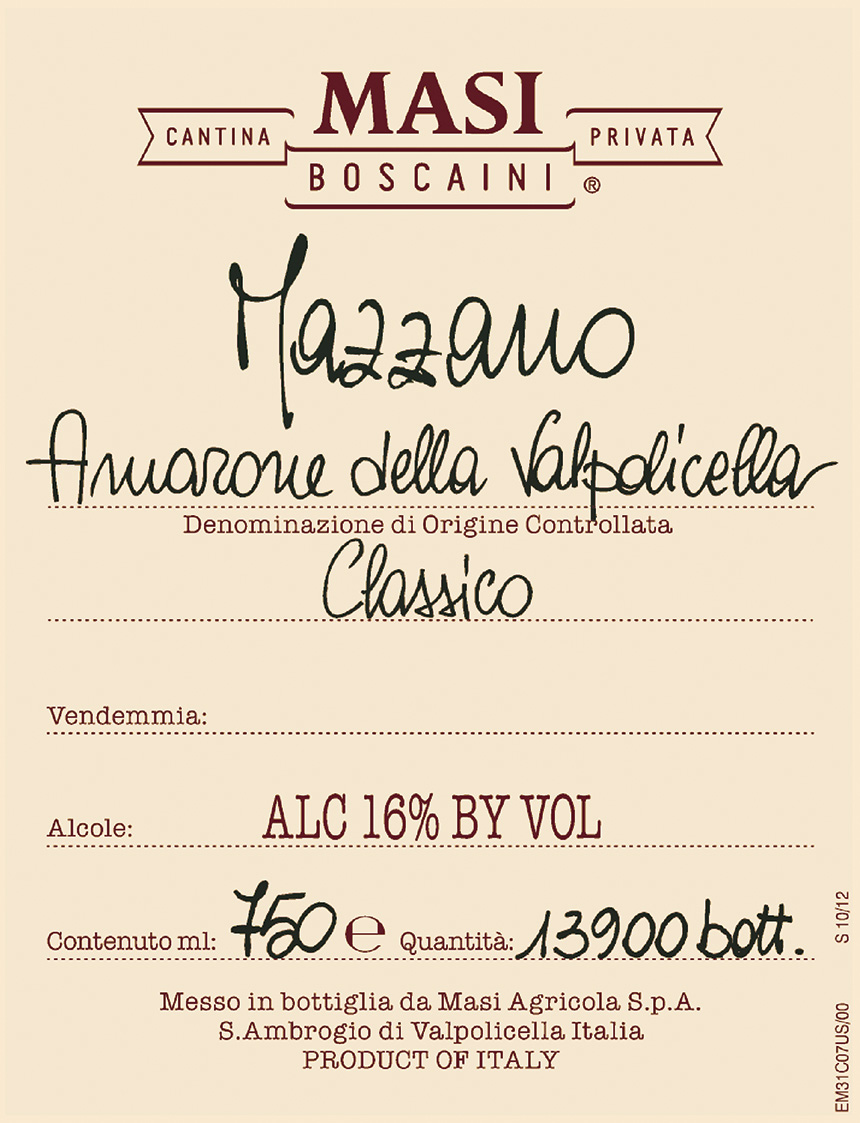 2013 Masi Mazzano Amarone 750 Ml