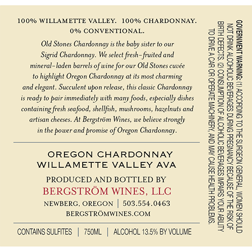 2020 Bergstrom Old Stones Chard 750 ml