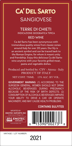 Ca Del Sarto Sang 750 ml