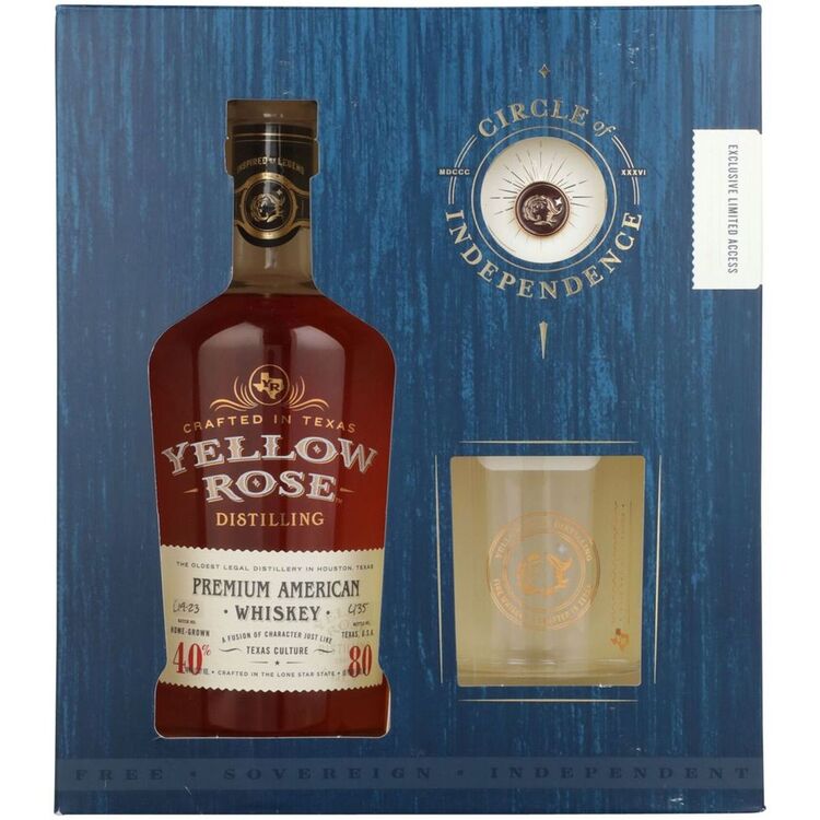 Yellow Rose Distilling Premium American Whiskey 80 W/ Glass 750Ml