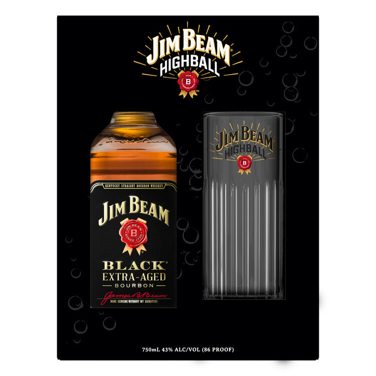 Jim Beam Straight Bourbon Black Extra Aged 86 W/ Highball Glass 750Ml