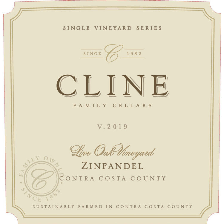 Cline Zinfandel Single Vineyard Series Live Oak Vineyard Contra Costa County 2019 750Ml