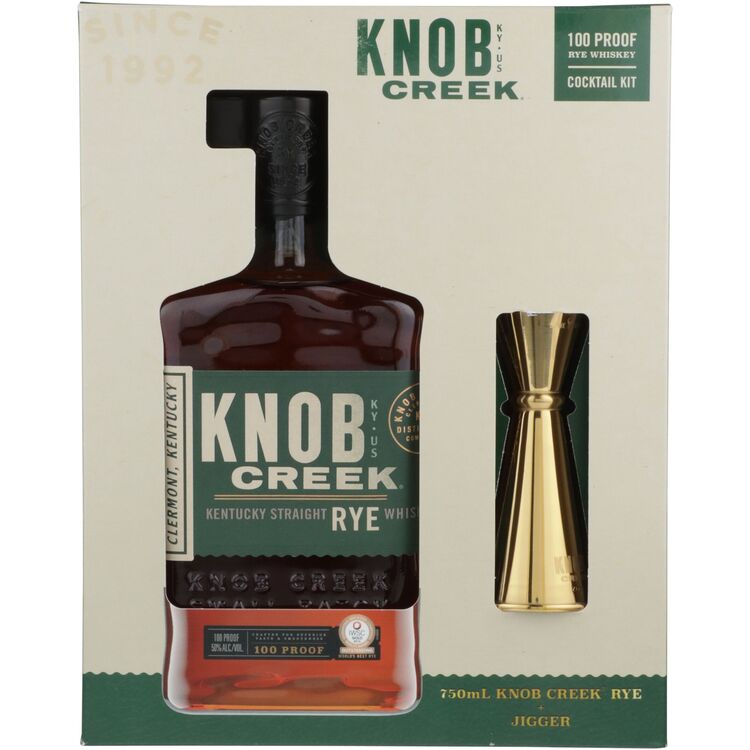 Knob Creek Straight Rye Whiskey Small Batch 100 W/ Jigger 750Ml