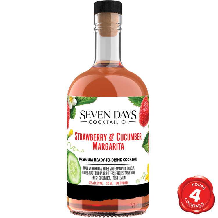 Seven Days Cocktail Strawberry & Cucumber Margarita 375 ml