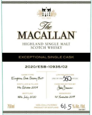 The Macallan Exceptional Single Cask 2020 - 10935 Single Malt Scotch Whisky