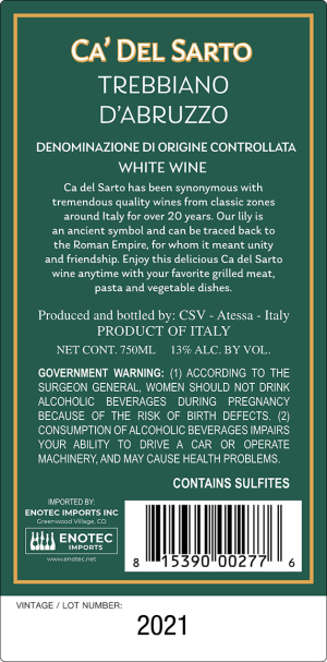 Ca Del Sarto Trebb D Abruzzo 750 ml