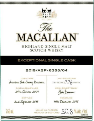 The Macallan Exceptional Single Cask 2019 - 6355 Single Malt Scotch Whisky